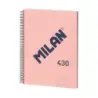 Milan Serie 1918 Cuaderno Espiral Formato A4 Cuadricula 5x5mm - 80 Hojas de 95 gr/m2 - Microperforado, 4 Taladros - Color Rosa |