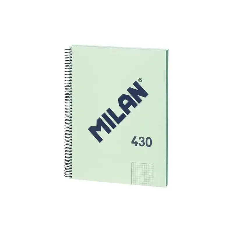 Milan Serie 1918 Cuaderno Espiral Formato A4 Cuadricula 5x5mm - 80 Hojas de 95 gr/m2 - Microperforado, 4 Taladros - Color Verde