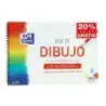 Oxford Bloc de Dibujo Escolar Espiral Formato A4+ Liso - 20 Hojas Microperforadas 130gr Color natural - Papel de Superfície Rugo
