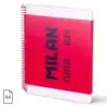 Milan Nata 624 Cuaderno Espiral Formato A4 Pautado 7mm - 80 Hojas de 95 gr/m2 - Microperforado, 4 Taladros - Color Rosa | Ahorro