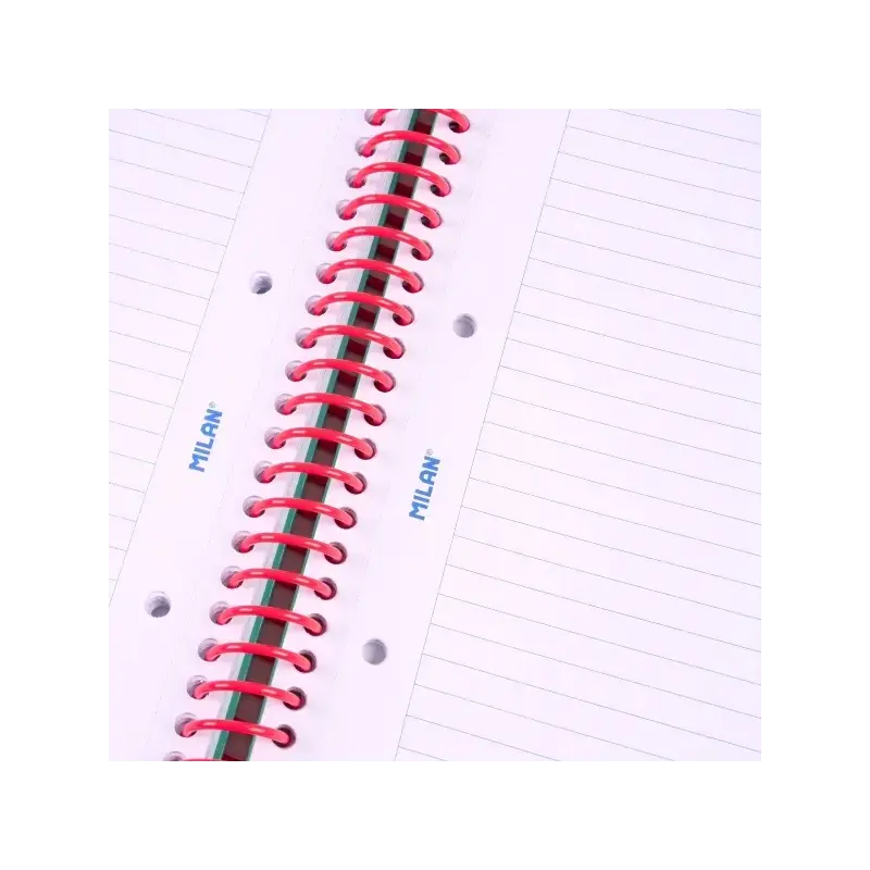Milan Nata 624 Cuaderno Espiral Formato A4 Pautado 7mm - 80 Hojas de 95 gr/m2 - Microperforado, 4 Taladros - Color Rosa | Ahorro