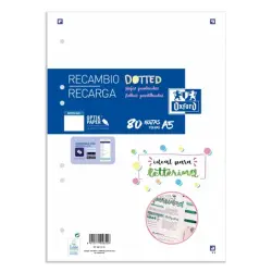 Oxford School A5 Recambio Paquete Dots 80 Hojas - Papel de Alta Calidad - Puntos para Organizar tus Notas | Ahorro Imprimiendo