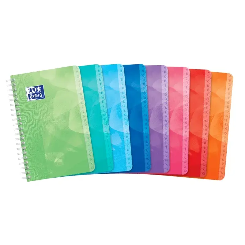 Oxford Lagoon Indice Alfabetico Espiral 50 Hojas Cuadricula 5x5 - Tamaño 11x17cm - Tapa de Plastico Resistente - Organiza tus Do