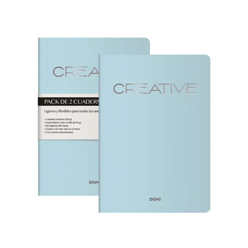 Dohe Creative Cuaderno Notebook A4 40 Hojas Lisas - Papel Ahuesado 90 g/m2 - Tapa en Cartulina 300g/m2 - Color Azul | Ahorro Imp
