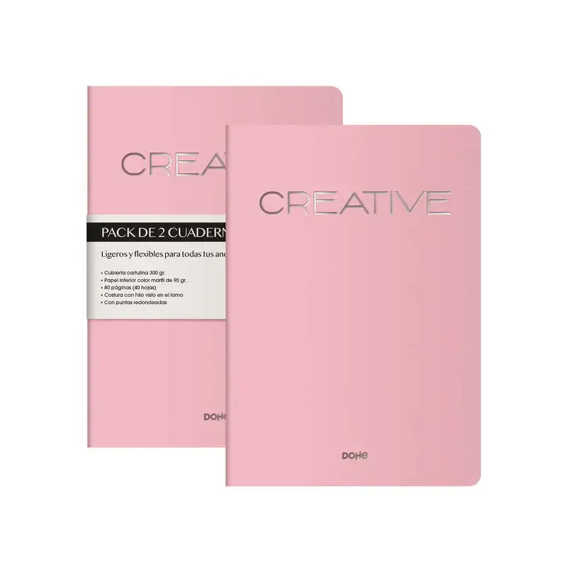 Dohe Creative Cuaderno Notebook A4 40 Hojas Lisas - Papel Ahuesado 90 g/m2 - Tapa en Cartulina 300g/m2 - Color Rosa | Ahorro Imp