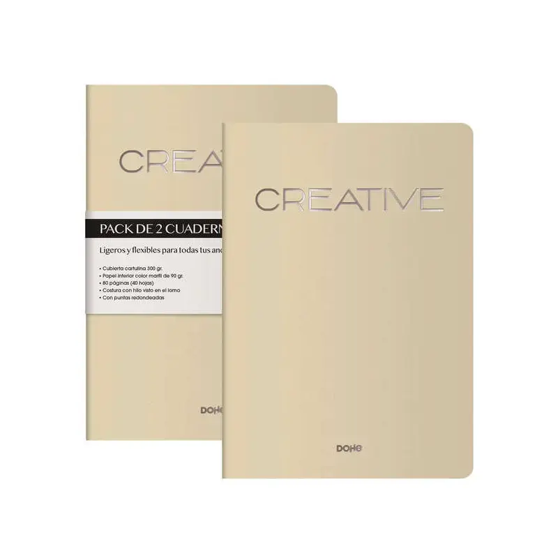 Dohe Creative Cuaderno Notebook A4 40 Hojas Lisas - Papel Ahuesado 90 g/m2 - Tapa en Cartulina 300g/m2 - Color Beige | Ahorro Im
