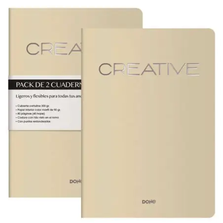 Dohe Creative Cuaderno Notebook A4 40 Hojas Lisas - Papel Ahuesado 90 g/m2 - Tapa en Cartulina 300g/m2 - Color Beige | Ahorro Im
