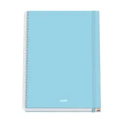 Dohe Serenity Cuaderno Espiral A4 100 Hojas Microperforadas Cuadricula 5mm - Tapa Dura Carton Forrado - Cierre de Goma - Bandas