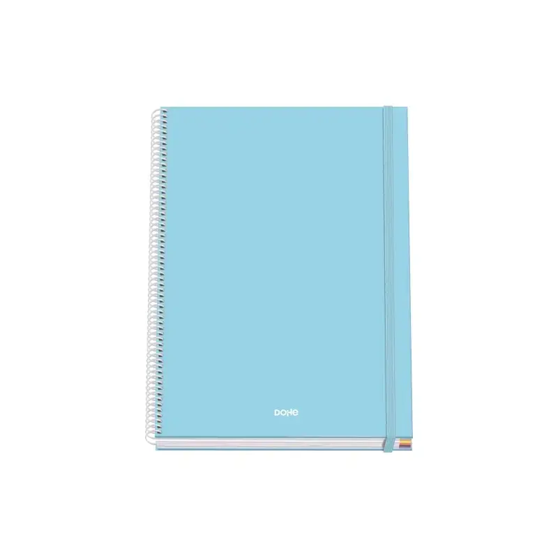 Dohe Serenity Cuaderno Espiral A4 100 Hojas Microperforadas Cuadricula 5mm - Tapa Dura Carton Forrado - Cierre de Goma - Bandas