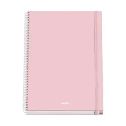 Dohe Serenity Cuaderno Espiral A4 100 Hojas Microperforadas Cuadricula 5mm - Tapa Dura Carton Forrado - Cierre de Goma - Bandas