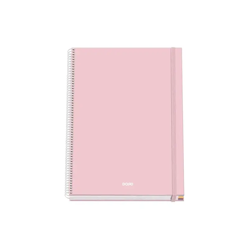 Dohe Serenity Cuaderno Espiral A4 100 Hojas Microperforadas Cuadricula 5mm - Tapa Dura Carton Forrado - Cierre de Goma - Bandas