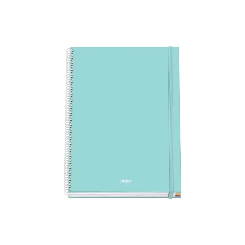 Dohe Serenity Cuaderno Espiral A4 100 Hojas Microperforadas Cuadricula 5mm - Tapa Dura Carton Forrado - Cierre de Goma - Bandas