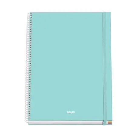 Dohe Serenity Cuaderno Espiral A4 100 Hojas Microperforadas Cuadricula 5mm - Tapa Dura Carton Forrado - Cierre de Goma - Bandas