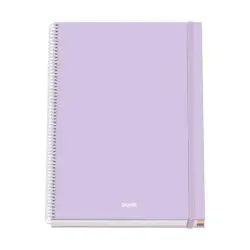 Dohe Serenity Cuaderno Espiral A4 100 Hojas Microperforadas Cuadricula 5mm - Tapa Dura Carton Forrado - Cierre de Goma - Bandas