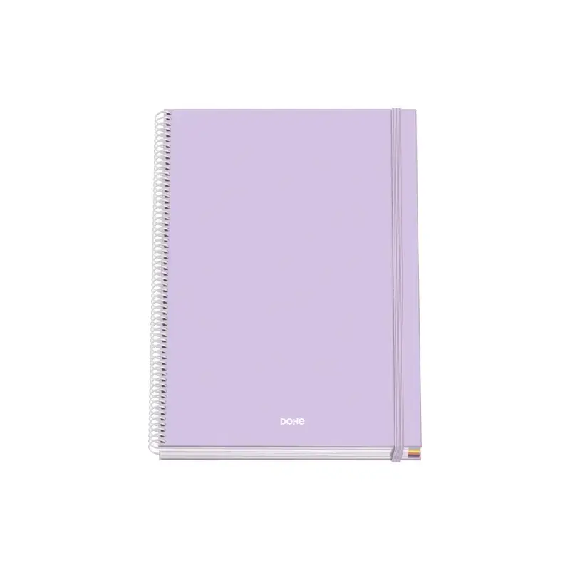 Dohe Serenity Cuaderno Espiral A4 100 Hojas Microperforadas Cuadricula 5mm - Tapa Dura Carton Forrado - Cierre de Goma - Bandas