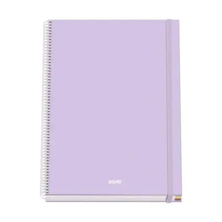 Dohe Serenity Cuaderno Espiral A4 100 Hojas Microperforadas Cuadricula 5mm - Tapa Dura Carton Forrado - Cierre de Goma - Bandas