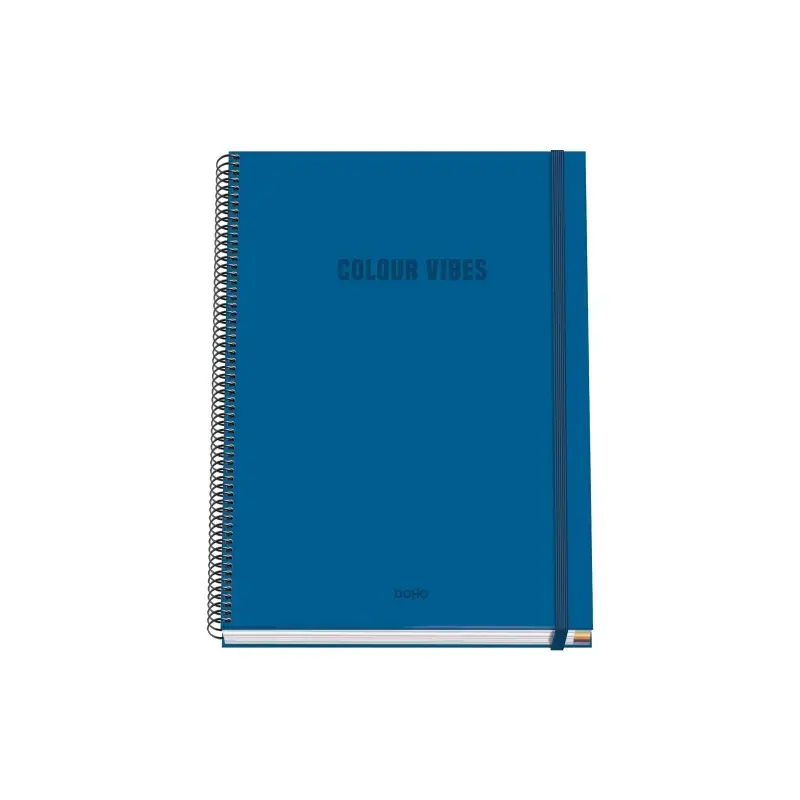 Dohe Colour Vives Cuaderno Espiral A4 100 Hojas Microperforadas Cuadricula 5mm - Tapa Dura Carton Forrado - Cierre de Goma - Ban