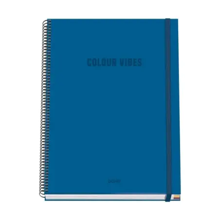 Dohe Colour Vives Cuaderno Espiral A4 100 Hojas Microperforadas Cuadricula 5mm - Tapa Dura Carton Forrado - Cierre de Goma - Ban