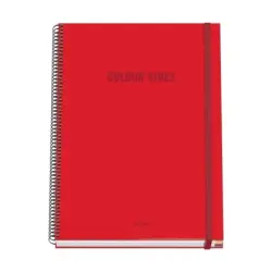 Dohe Colour Vives Cuaderno Espiral A4 100 Hojas Microperforadas Cuadricula 5mm - Tapa Dura Carton Forrado - Cierre de Goma - Ban