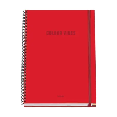 Dohe Colour Vives Cuaderno Espiral A4 100 Hojas Microperforadas Cuadricula 5mm - Tapa Dura Carton Forrado - Cierre de Goma - Ban