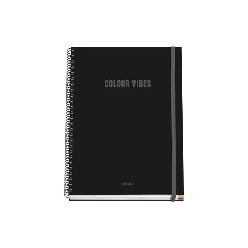 Dohe Colour Vives Cuaderno Espiral A4 100 Hojas Microperforadas Cuadricula 5mm - Tapa Dura Carton Forrado - Cierre de Goma - Ban