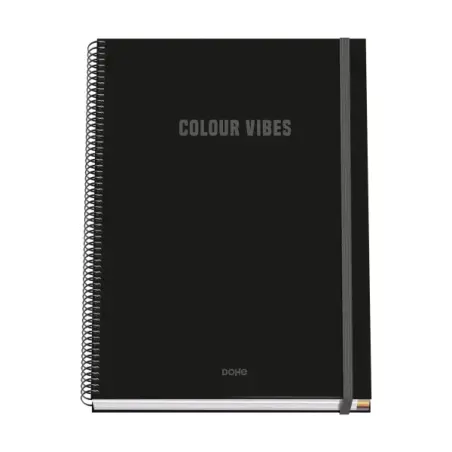 Dohe Colour Vives Cuaderno Espiral A4 100 Hojas Microperforadas Cuadricula 5mm - Tapa Dura Carton Forrado - Cierre de Goma - Ban