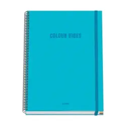 Dohe Colour Vives Cuaderno Espiral A4 100 Hojas Microperforadas Cuadricula 5mm - Tapa Dura Carton Forrado - Cierre de Goma - Ban