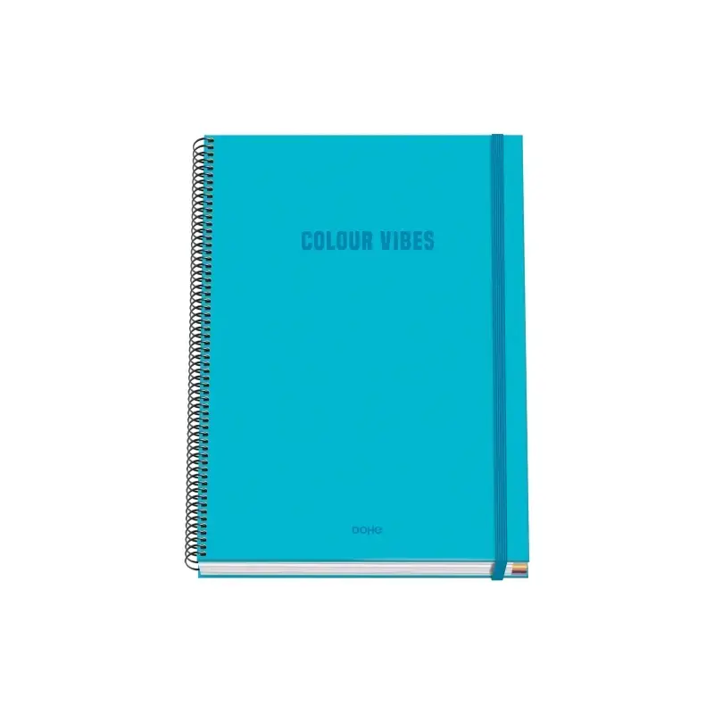 Dohe Colour Vives Cuaderno Espiral A4 100 Hojas Microperforadas Cuadricula 5mm - Tapa Dura Carton Forrado - Cierre de Goma - Ban