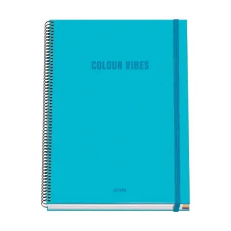 Dohe Colour Vives Cuaderno Espiral A4 100 Hojas Microperforadas Cuadricula 5mm - Tapa Dura Carton Forrado - Cierre de Goma - Ban