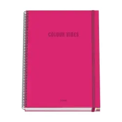 Dohe Colour Vives Cuaderno Espiral A4 100 Hojas Microperforadas Cuadricula 5mm - Tapa Dura Carton Forrado - Cierre de Goma - Ban