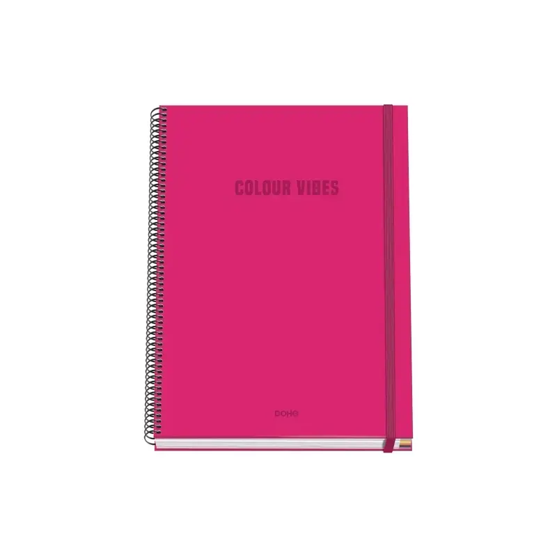 Dohe Colour Vives Cuaderno Espiral A4 100 Hojas Microperforadas Cuadricula 5mm - Tapa Dura Carton Forrado - Cierre de Goma - Ban
