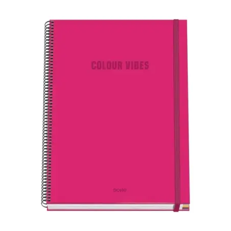 Dohe Colour Vives Cuaderno Espiral A4 100 Hojas Microperforadas Cuadricula 5mm - Tapa Dura Carton Forrado - Cierre de Goma - Ban