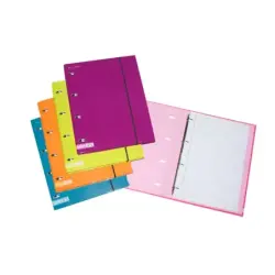 Ancor Carpetblok Carpeta de 4 Anillas A4 con Recambio Cuadriculado 4x4mm - Cierre con Goma - Colores Surtidos | Ahorro Imprimien