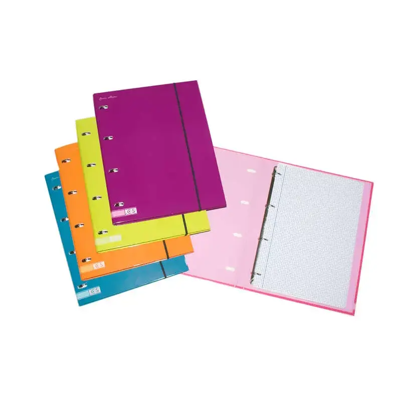Ancor Carpetblok Carpeta de 4 Anillas A4 con Recambio Cuadriculado 4x4mm - Cierre con Goma - Colores Surtidos | Ahorro Imprimien