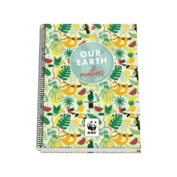 Dohe WWF Tropic Cuaderno Espiral A4 100 Hojas Microperforadas Cuadricula 5mm - Tapa Dura Carton Forrado - Bandas de Color | Ahor