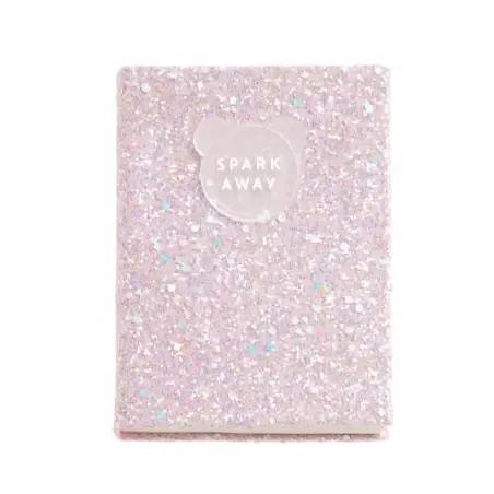 Miquel Rius Back2Fun Cuaderno Encolado con Cubierta de Purpurina Rosa y Patch de Silicona - 96 Hojas Lisas de Papel 100 g/m2 | A