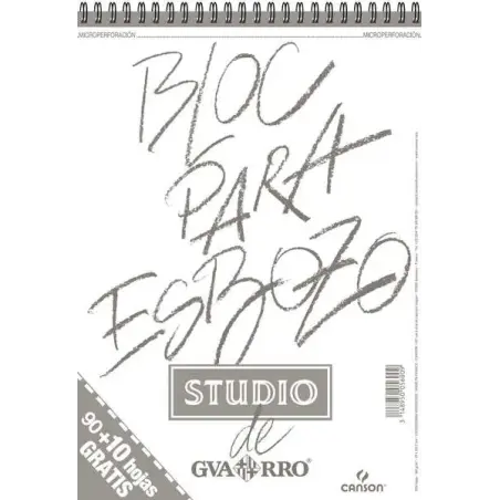 Canson Bloc para Esbozo A4 90+10 Hojas Gratis - Grano Ligero 90gr - Formato Album con Espiral Microperforado - Color Blanco Natu