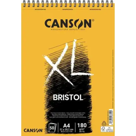 Canson Bloc XL Bristol Extraliso A4 de 50 Hojas 180gr - Acabado Satinado - Muy Resistente - Color Blanco | Ahorro Imprimiendo