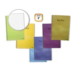 Golden Pack de 10 Cuadernos Espiral 80 Hojas 60gr Cuadricula - Tamaño 4º - Tapa Normal Plastificada - Colores Surtidos | Ahorro