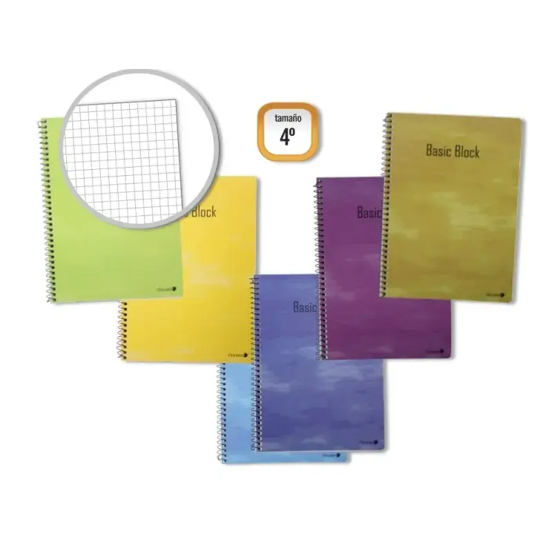 Golden Pack de 10 Cuadernos Espiral 80 Hojas 60gr Cuadricula - Tamaño 4º - Tapa Normal Plastificada - Colores Surtidos | Ahorro