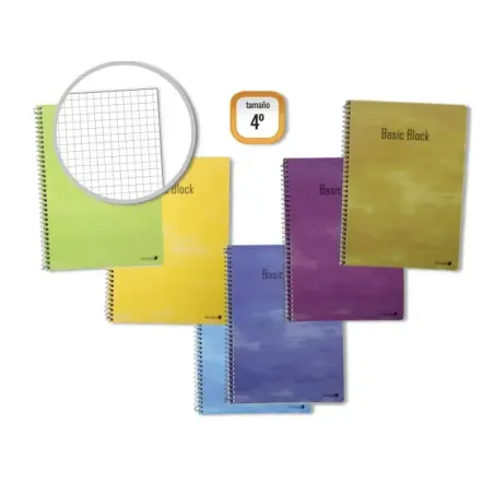 Golden Pack de 10 Cuadernos Espiral 80 Hojas 60gr Cuadricula - Tamaño 4º - Tapa Normal Plastificada - Colores Surtidos | Ahorro