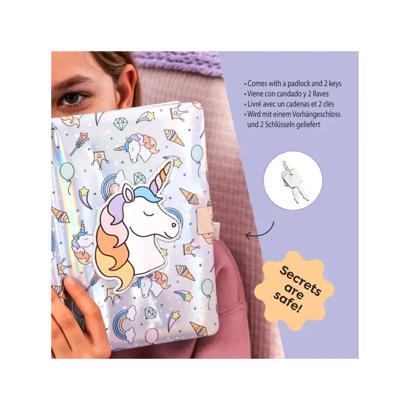 Miquel Rius Back2Fun Diario Secreto Holografico Unicornio - Cierre con Candado - Lapiz Incluido | Ahorro Imprimiendo