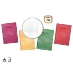 Golden Pack de 10 Cuadernos Espiral 80 Hojas 60gr Cuadricula - Tamaño Folio - Tapa Normal Plastificada - Colores Surtidos | Ahor