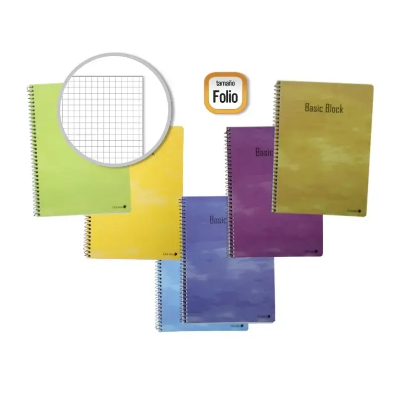 Golden Pack de 10 Cuadernos Espiral 80 Hojas 60gr Cuadricula - Tamaño Folio - Tapa Normal Plastificada - Colores Surtidos | Ahor