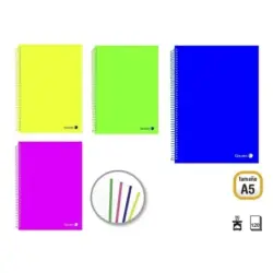 Golden Pack de 8 Cuadernos A5 120 Hojas 90gr Cuadricula 5x5 - Hojas Microperforadas con Banda de Color y 2 Taladros - Tapa Polip