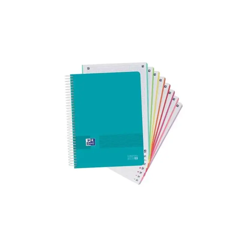 Oxford Europeanbook 8 Live & Go Pack de 5 Cuadernos Espiral Formato A4+ Cuadriculado 5x5mm - 160 Hojas Microperforadas con 4 Tal
