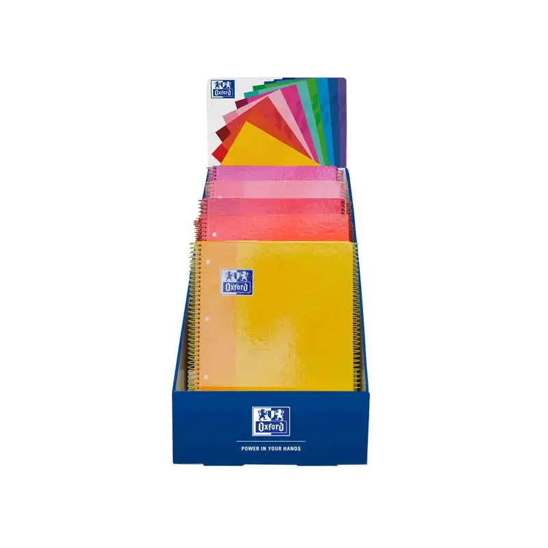 Oxford Europeanbook 1 Classic Expositor con 25 Cuadernos Espiral A4+ 80 Hojas Cuadicula 5x5 Microperforado - Tapa Extradura - Co