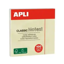 Apli Classic Bloc de 100 Notas Adhesivas 75 x 75 mm - Color Amarillo | Ahorro Imprimiendo