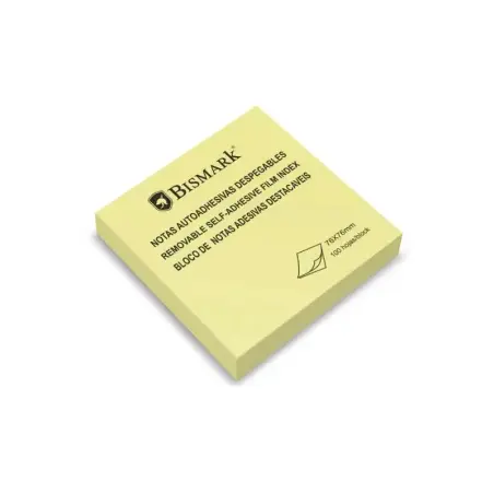 Bismark Taco de 100 Notas Adhesivas 76x76mm - Adhesion Fuerte - Facil de Usar - Color Amarillo | Ahorro Imprimiendo