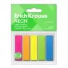 ErichKrause Pack de 5 Blocs de 25 Marcadores de Pagina de Plastico 12x45mm - Colores Amarillo, Azul, Naranja, Verde y Rosa Neon